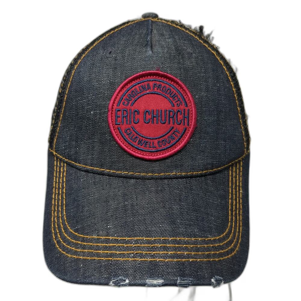 Eric Church Trucker Hat Gray One Size Denim Snapback Mesh Carolina Patch Music